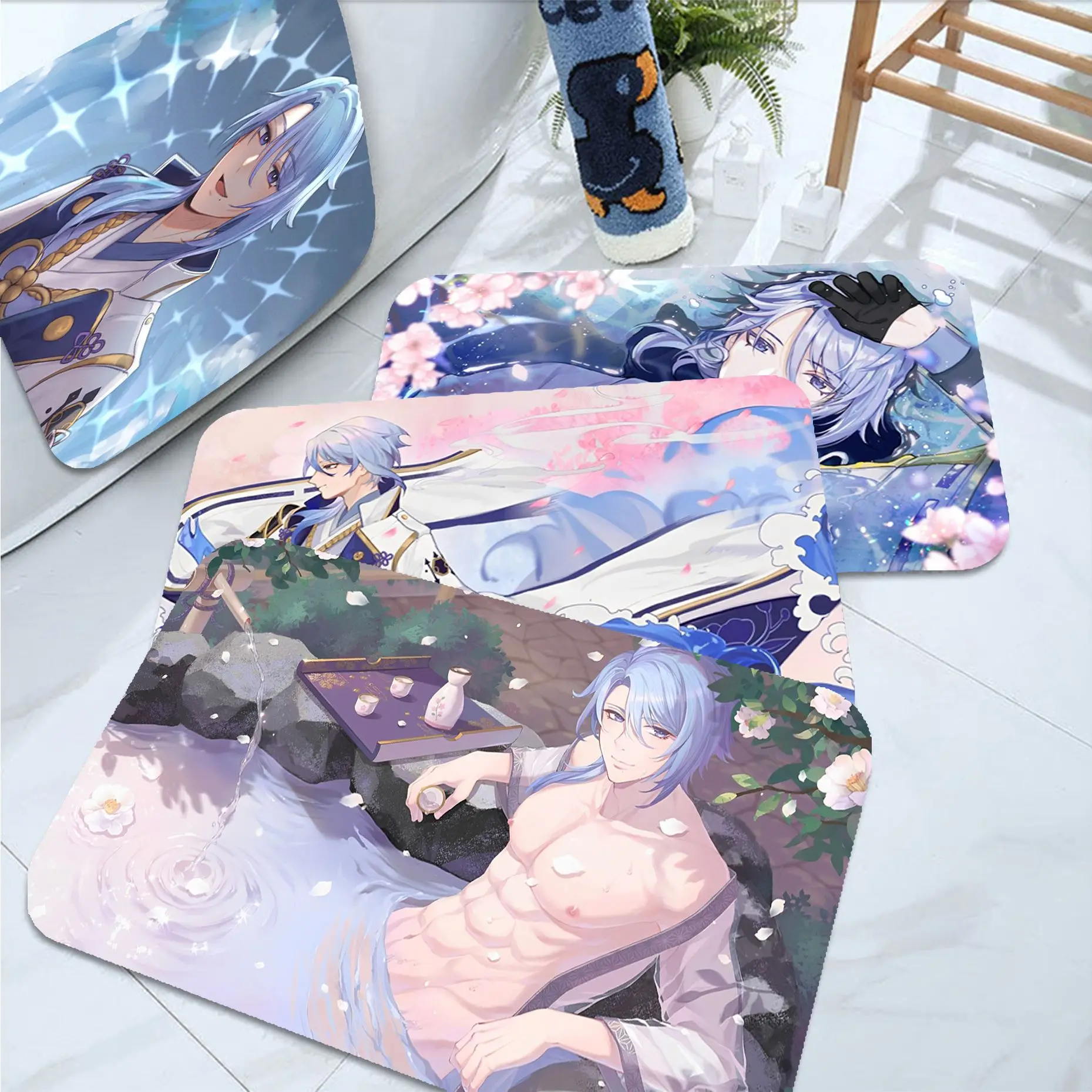 

Genshin Impact Kamisato Ayato Entrance Door Mat INS Style Soft Bedroom Floor House Laundry Room Mat Anti-skid Alfombra