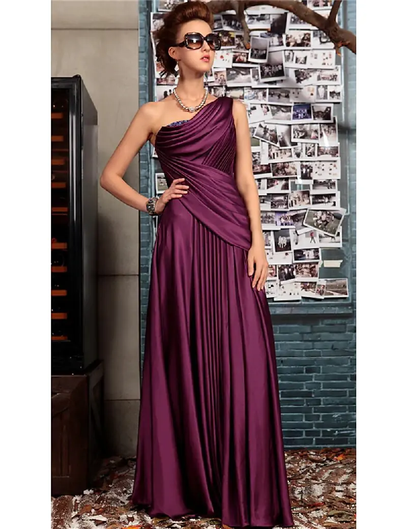 

Женское вечернее платье-русалка, элегантное атласное плиссированное платье на одно плечо, с открытой спиной, без рукавов и с бисером, для выпускного вечера, 2023