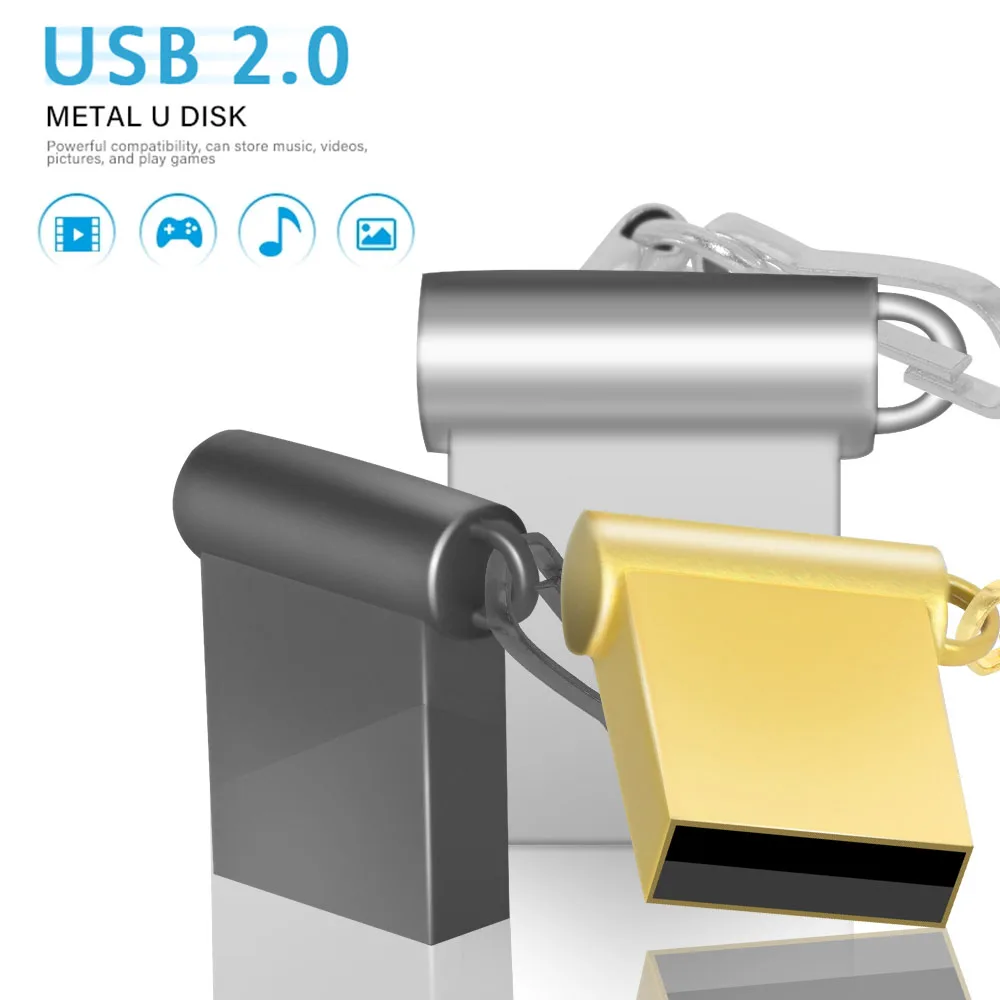 

100pcs/lot Super mini Metal USB 2.0 Flash Drive 16g 32GB 64G pen drive usb stick Pendrive Usb2.0 flash Memory Stick usb keychain
