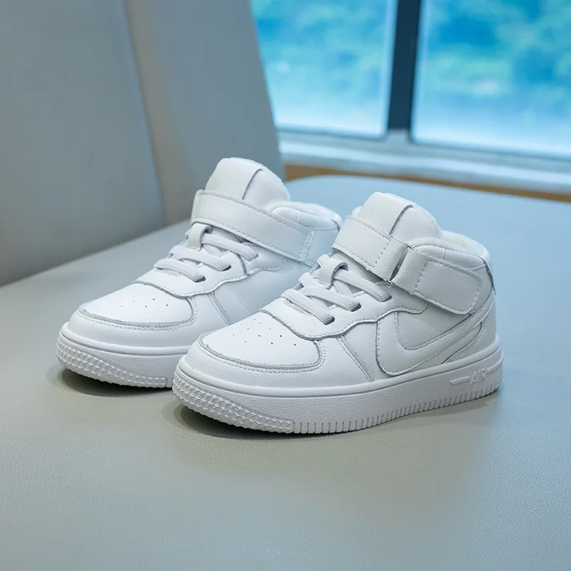 2023 children's shoes new Air Force One high-top leisure sports shoes soft sole children's plate shoes cowhide breathable little