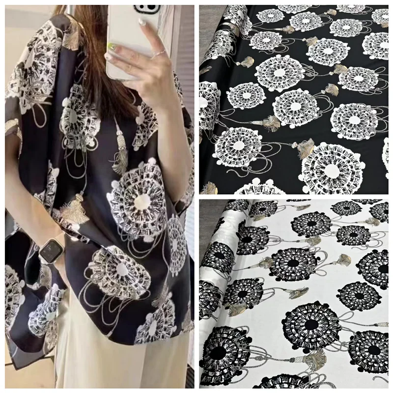 

Новая модная тянущаяся саржевая шелковая ткань с принтом, высококачественные африканские платья «сделай сам» для женщин, парчовая ткань, т...