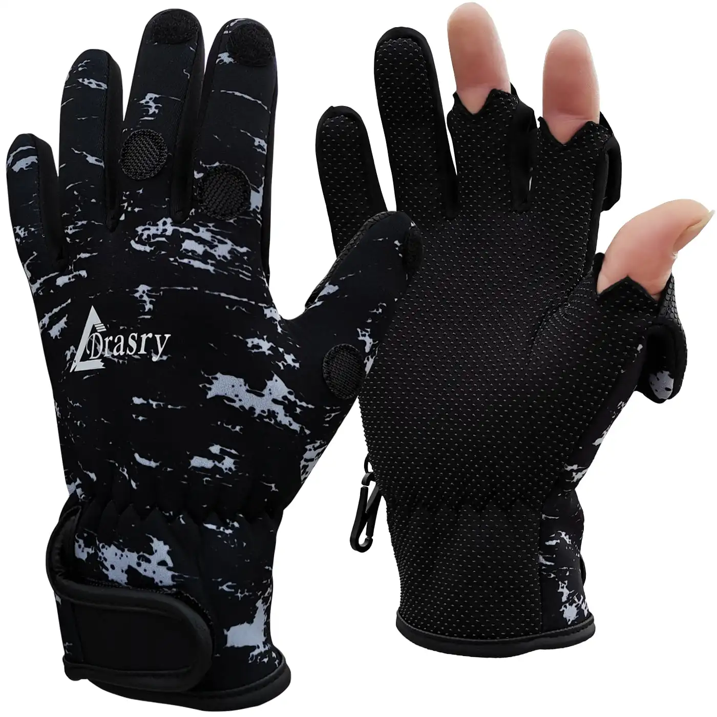

Gloves Drasry Neoprene Fishing Gloves Touchscreen 3 Cut Fingers Warm Cold Weather Waterproof Suitable for Men and Women Ice Fish