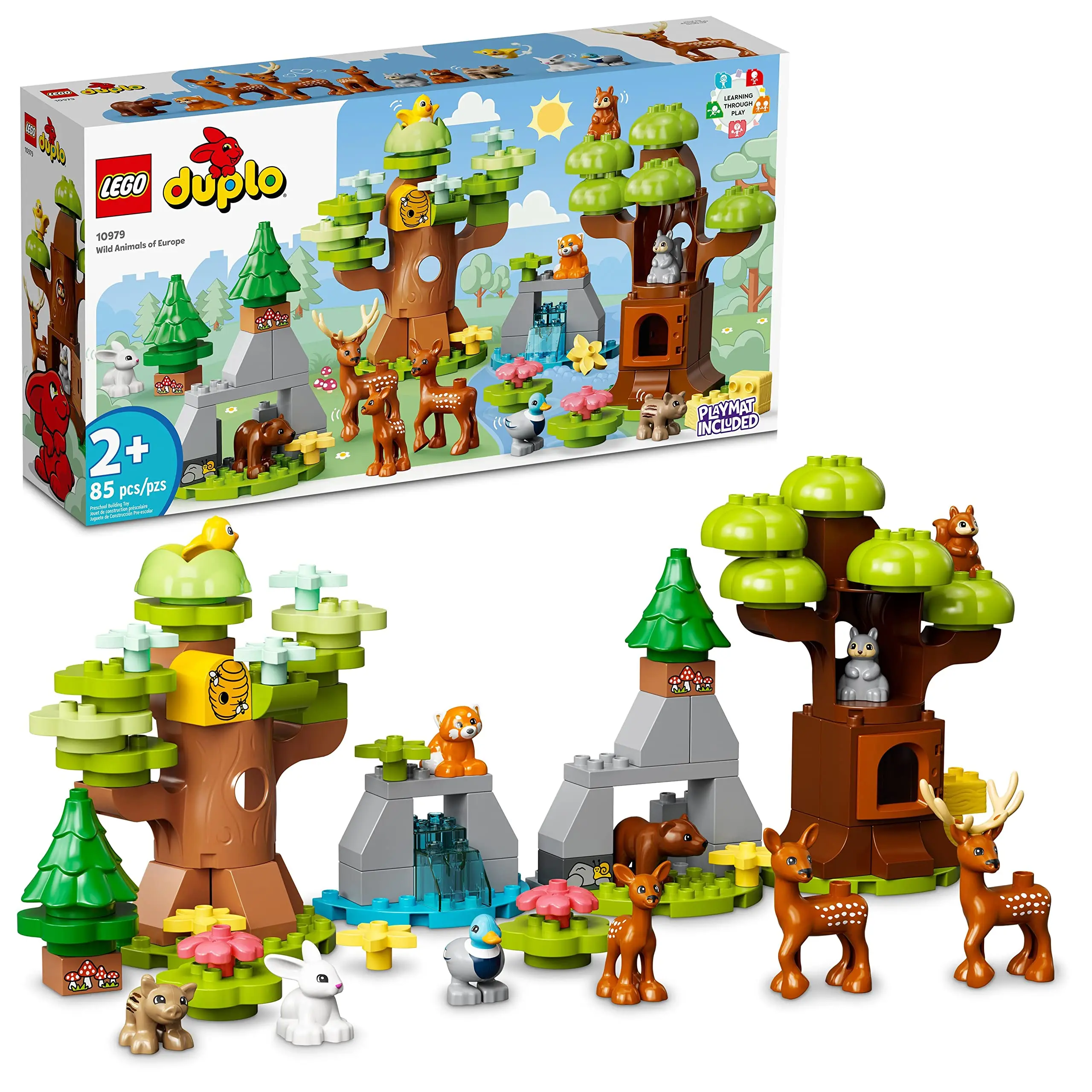 

LEGO DUPLO Wild Animals of Europe 10979, Preschool Learning Toys for Toddlers with Deer, Bear, Fox Forest Animal Figures