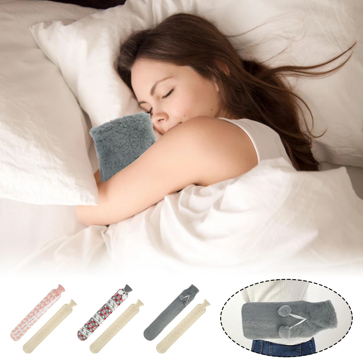 

Длинная бутылка для горячей воды с крышкой, 2 л, резиновый длинный герметичный мешок для горячей воды, складной переносной мешок для горячей ...