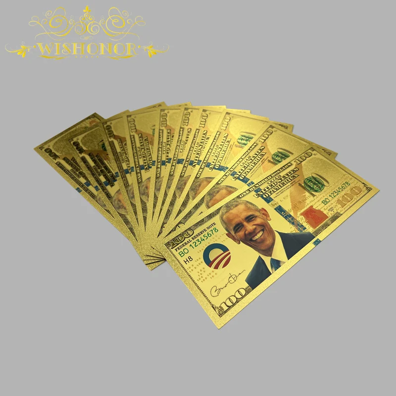 

10pcs Nice America Barack Obama Banknote in 24K Gold Plated For Collection