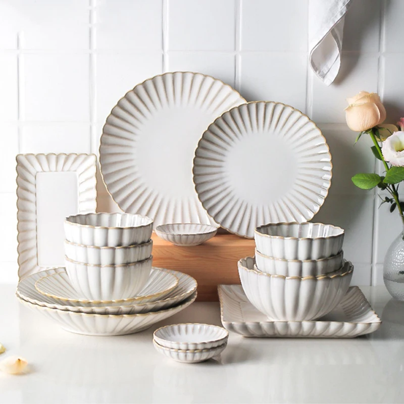

Person Use Tableware Dishes Set Ceramic Plates and Bowl Set Food Plates Dinnerware Set Dish for Restaurant Hotel