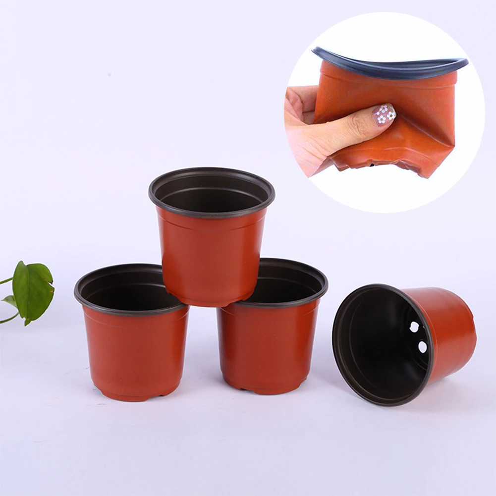 

100pcs Lightweight Drain Plant Nursery Washable Garden Succulents Flower Pot Container Plastic Seedling Reusable Balcony Round
