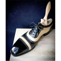 fashion brogue shoes men shoes business casual wedding daily classic retro pu colorblock carved lace up comfortable dress shoes