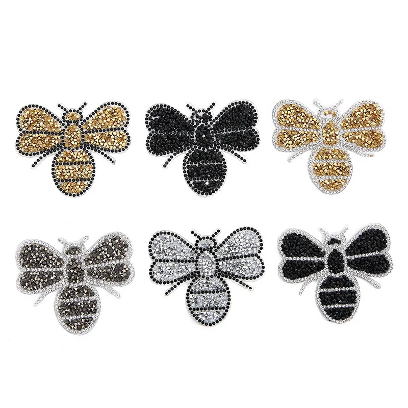 

30pcs/Lot Luxury Rhinestone Bead Embroidery Patch Gold Silver Bee Shirt Bag Clothing Decoration Accessory Craft Diy Applique