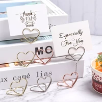 1pc romantic metallic heart shape ring place card photos paper clamp clips table numbers holder party desktop decoration supply
