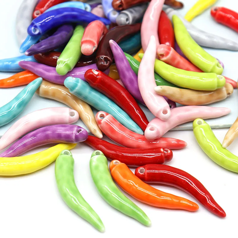 

Pepper Shape Ceramic Beads For Jewelry Making Earring Necklace Handmade Procelain Pendant Beads Wholesale