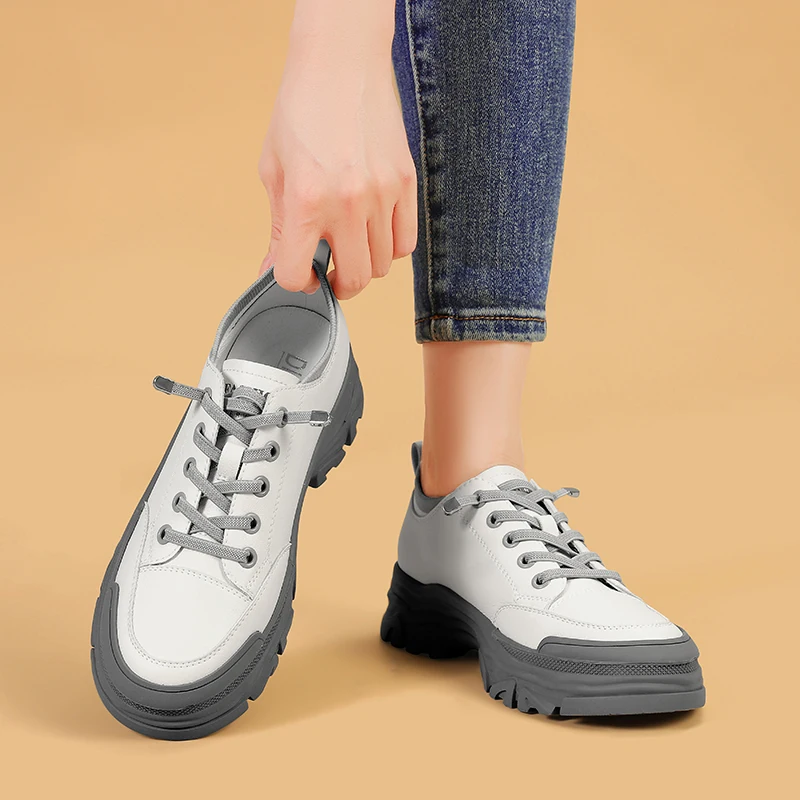 Кроссовки женские из натуральной кожи Треккинговая обувь низкая подошва