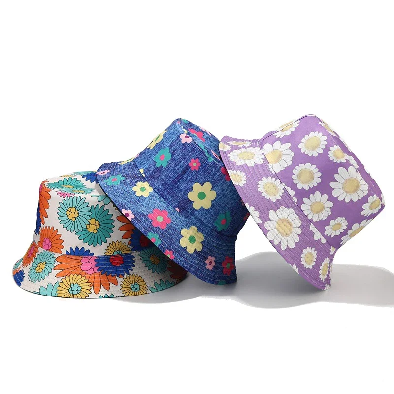 Панама женская с янтарным цветком шляпа рыбака цветочным принтом Модная