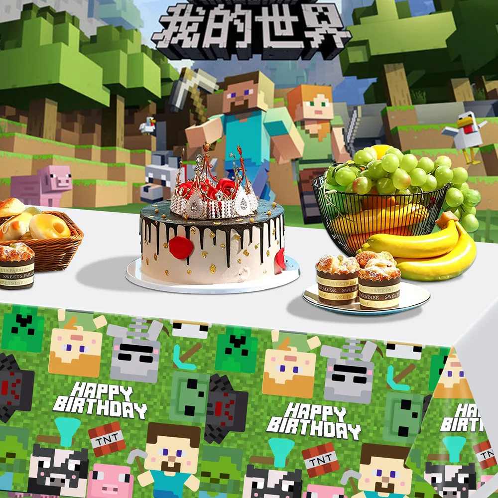 Товары для вечеринки скатерть детей одноразовый чехол стола в стиле пикселя