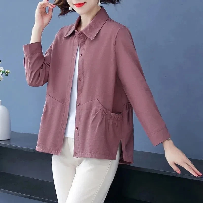 

Mother's Early Autumn Coat Short New Rich Wife's Exotic Noble Jacket Middle-aged Old Fashion Waist-receiving Female Windbreaker