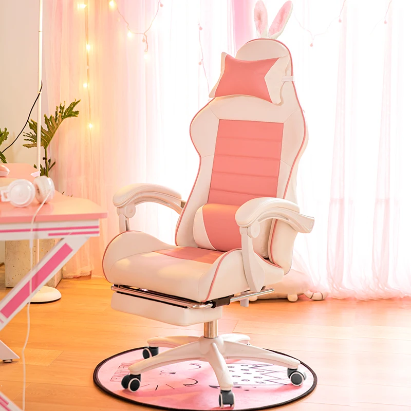 

Office Chair WCG Computer Gaming Chair Reclining Armchair with Footrest Internet Cafe Gamer Chair Office Furniture Pink Chair