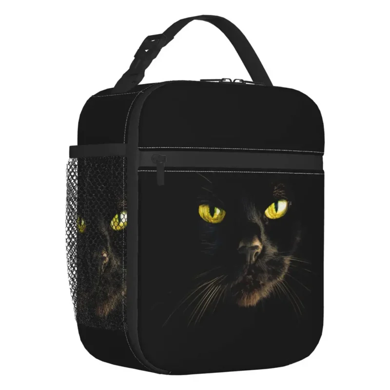 

Custom Black Cat Lunch Bag Men Women Warm Cooler Insulated Lunch Boxes Bento Tote Bag for Adults Kids Office School Picnic