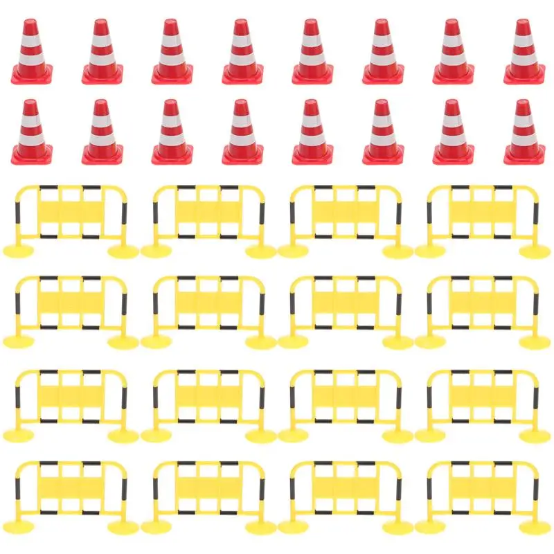 

32Pcs Road Sign Barricade Mini Cone Toy Mini Toy Simulation Roadblocks Toys Traffic Road Cones Children Signs for kids