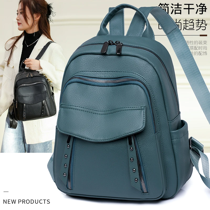 

Vintage Women Leather Backpack Fashion Female Shoulder Bag Ladies Bagpack School Bags for Teenage Girls