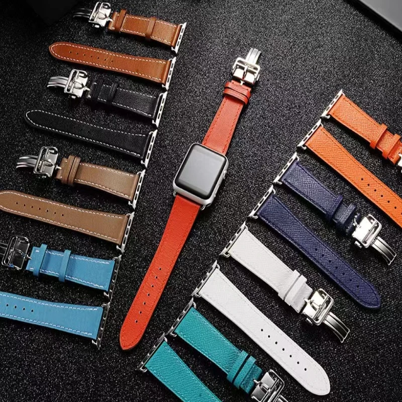 Genuine Leather Strap For Apple Watch Band 49mm 45mm 44mm 42mm 41mm 40mm Bracelet Wristband Belt For iWatch Ultra 8 7 6 5 4 3 SE