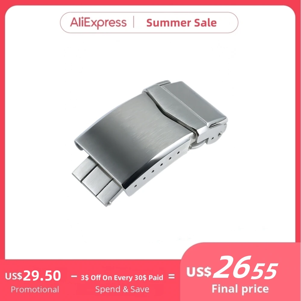San Martin Watch Clasp Brushed Folding Clasp With Safety 18mm 20mm Solid 316L Stainless Steel Deployment Buckle 2-Fold Durable