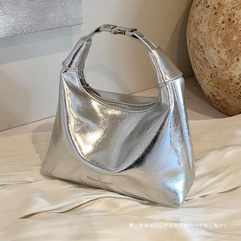 Серебряные сумки для женщин2024Новая модная маленькая сумка прогулок Модная