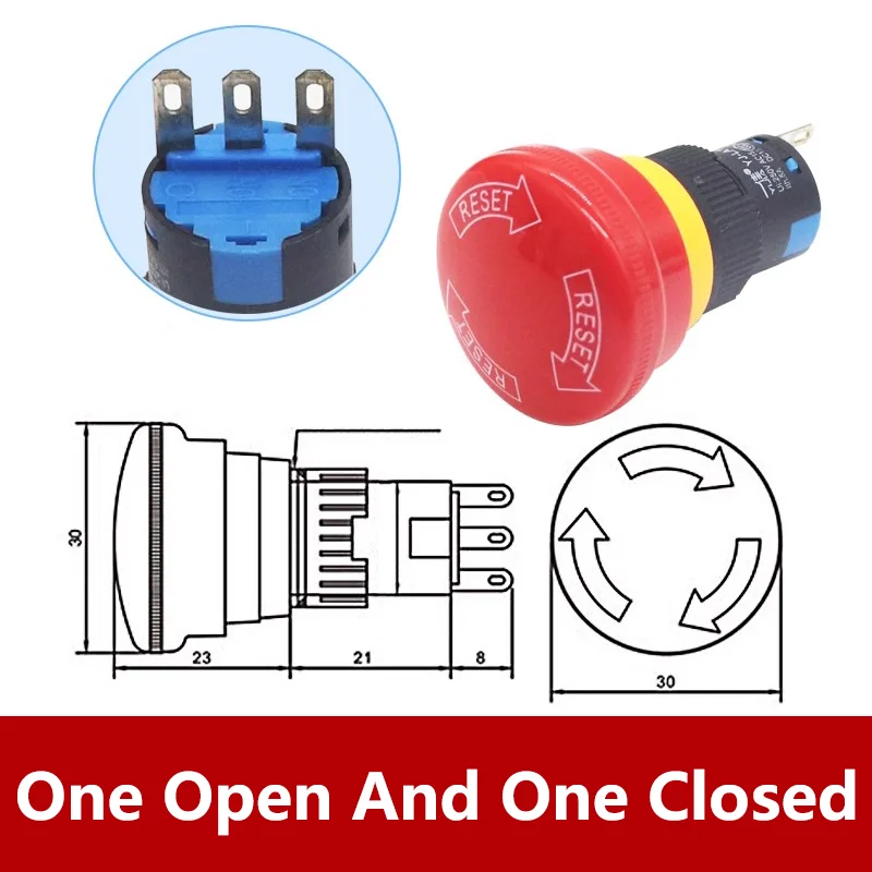 

Комплект из 5/20 пластиковых грибовидных аварийных выключателей YJ-LA16-11ZS-A