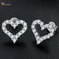 wong rain 100 925 sterling silver vvs1 real moissanite diamonds wedding engagement heart studs earrings fine jewelry with gra