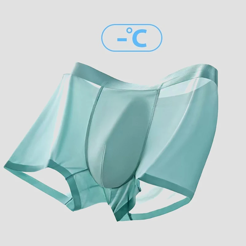 Mens Ice Silk Seamless Underwear Ultra-thin Breathable Boxer Shorts Summer Sexy Male Underpants Boxers Transparentes Hombre 3PCS