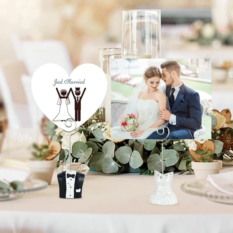 

Bride Groom Photo Clip Stands Wedding Seat Table Number Clip Home Message Board Holder Birthday Wedding Decoration