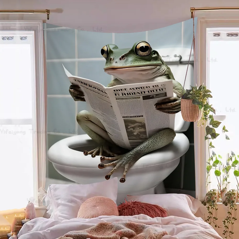 Забавный гобелен с юмористическими животными для ванной комнаты богемный