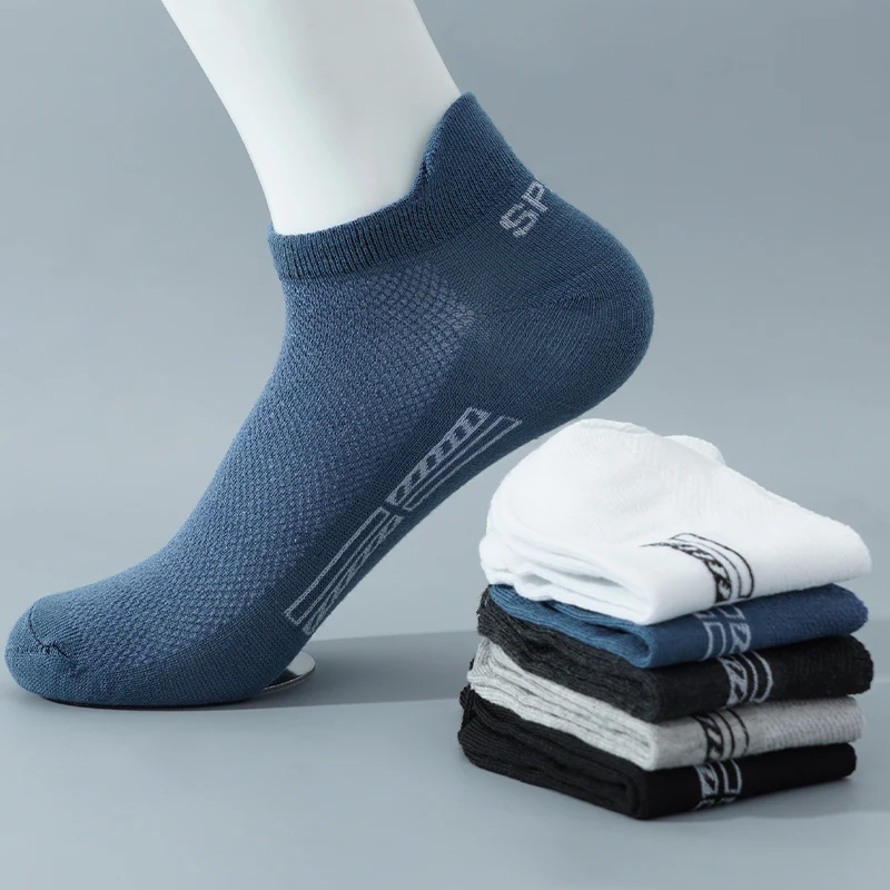 

5 Pairs High Quality Men Ankle Socks Breathable Cotton Sports Socks Mesh Casual Athletic Summer Thin Cut Short Sokken Plus Size