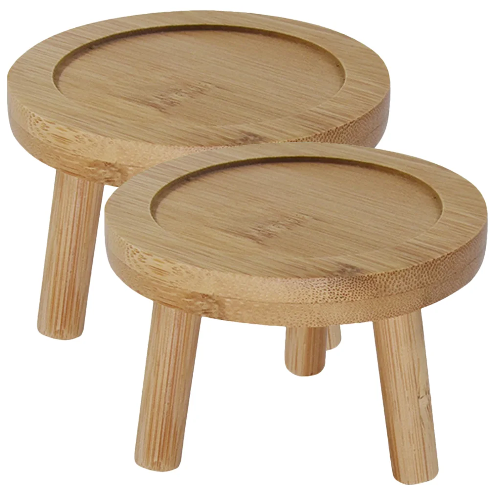 

2 Pcs Flower Pot Base Flowerpot Saucer Tray Potted Stand Cactus Bamboo Succulent Planter