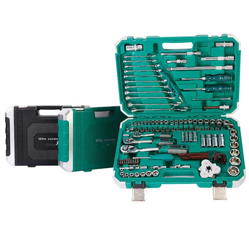 

121PCS Kit Car Repair Sockets Set Hand Tool s Combination Socket Wrench with Plastic Toolbox