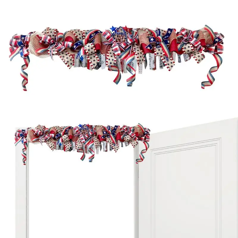 

Garland Decorations For Independence Day Independence Day Patriotic Cloth Fabric Garland Decoration Red White Blue Swirls For