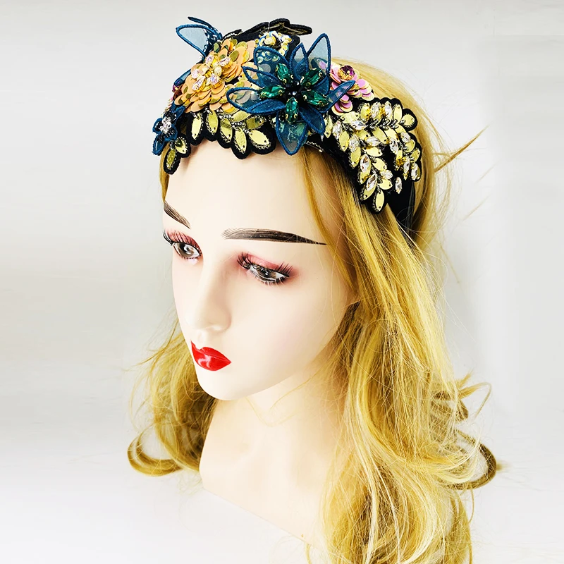 

Women's Fashion Korea Rhinestone Headband Crystal Flower Headpiece Bridal Wedding Hair Accessories Tiara Bands Jewelry Headwear