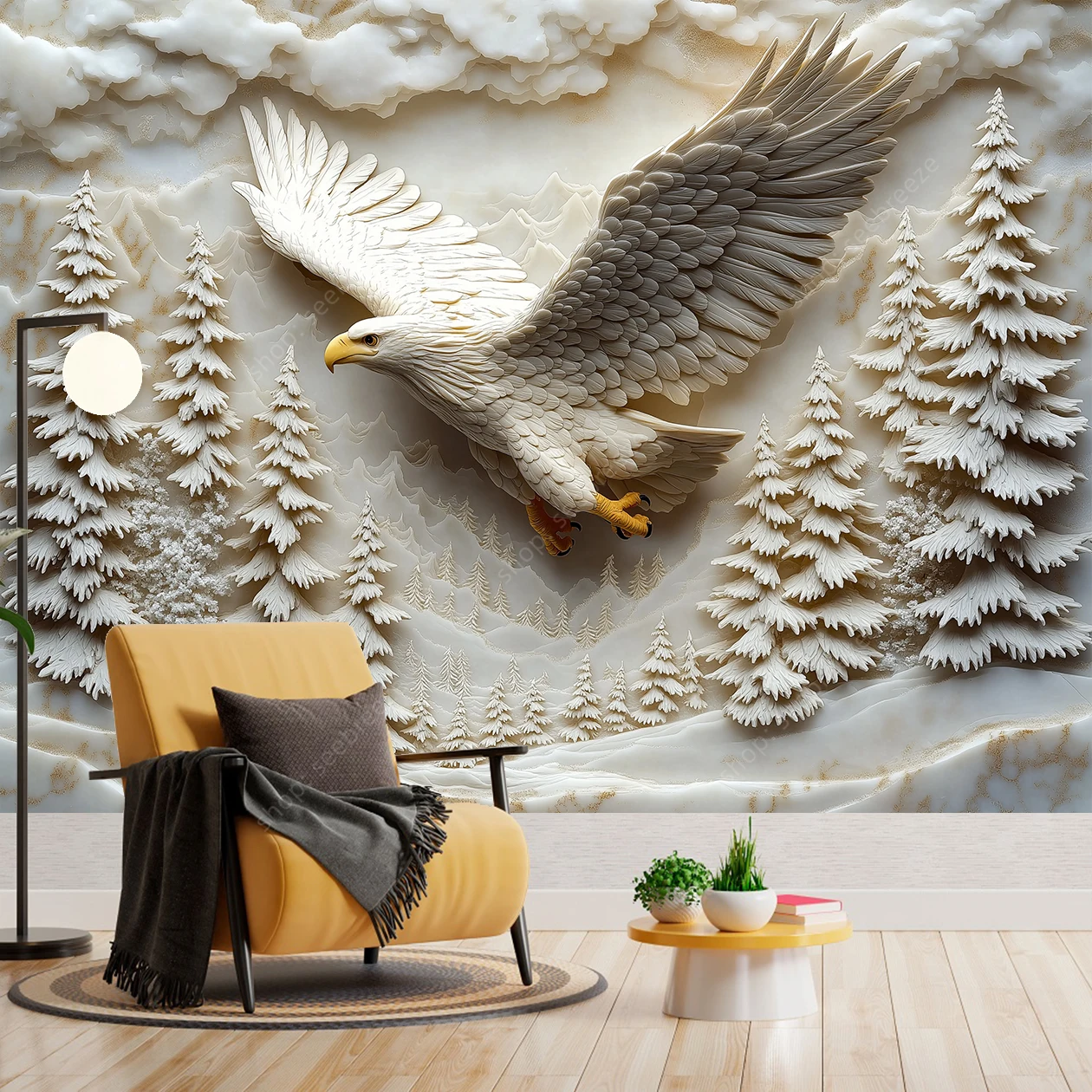 Majestic 3D Eagle Гобелен Реалистичная Летающая Птица Настенное Искусство для Гостиной