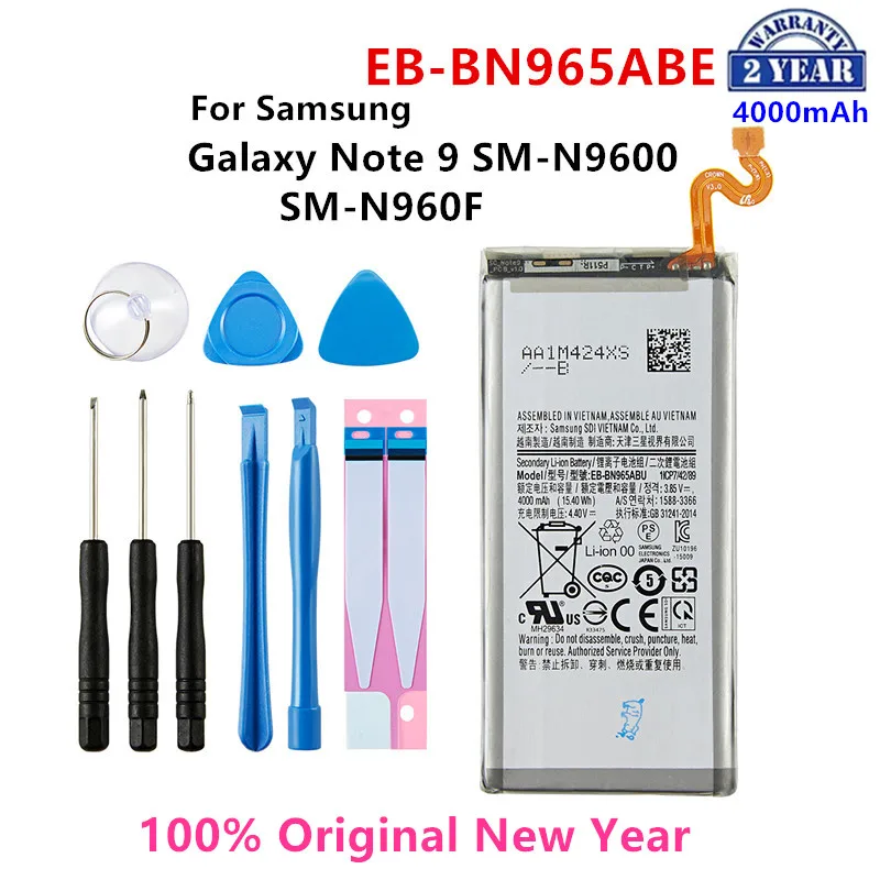 

100% Orginal EB-BN965ABU EB-BN965ABE 4000mAh Battery for Samsung Galaxy Note9 Note 9 SM-N9600 N960F N960U/N960N N960W +Tools