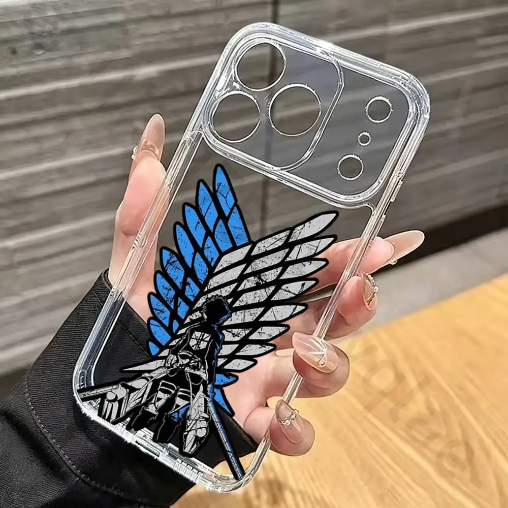 Фото Чехлы для телефонов с аниме-принтом «Атака Титанов» для iPhone 17, 16, 15, 14, 13, 12, 11 Pro Max, XR, 8, 7 Plus, 13, 12 Mini – Мягкий прозрачный чехол №4