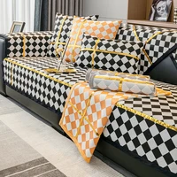 black checkered chenille sofa cushion cover anti slip sofa cover custom couch cover 234 seat slipcover