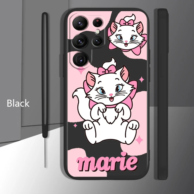 

Cute Disney Marie Cat Case For Samsung Galaxy S22 S21 S20 S10 Note20 10 Ultra Plus Pro FE Lite Liquid Rope Phone Cover Core Capa
