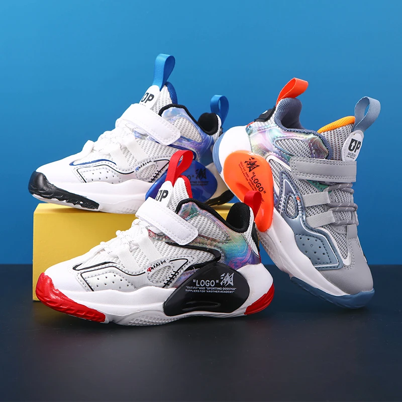 Mesh Lightweight Sneakers Boys Girls Casual Lace-Up Trainers Children Brand Breathable Shoes 2022 Boys Basketball Sports Shoes