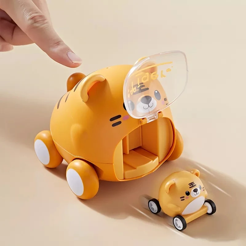 

Montessori Catapult Inertia Car Toy Baby Toy Cars for 1 2 Year Old Toddler Cartoon Pull Back Car Interactive Toy for Kids Babies