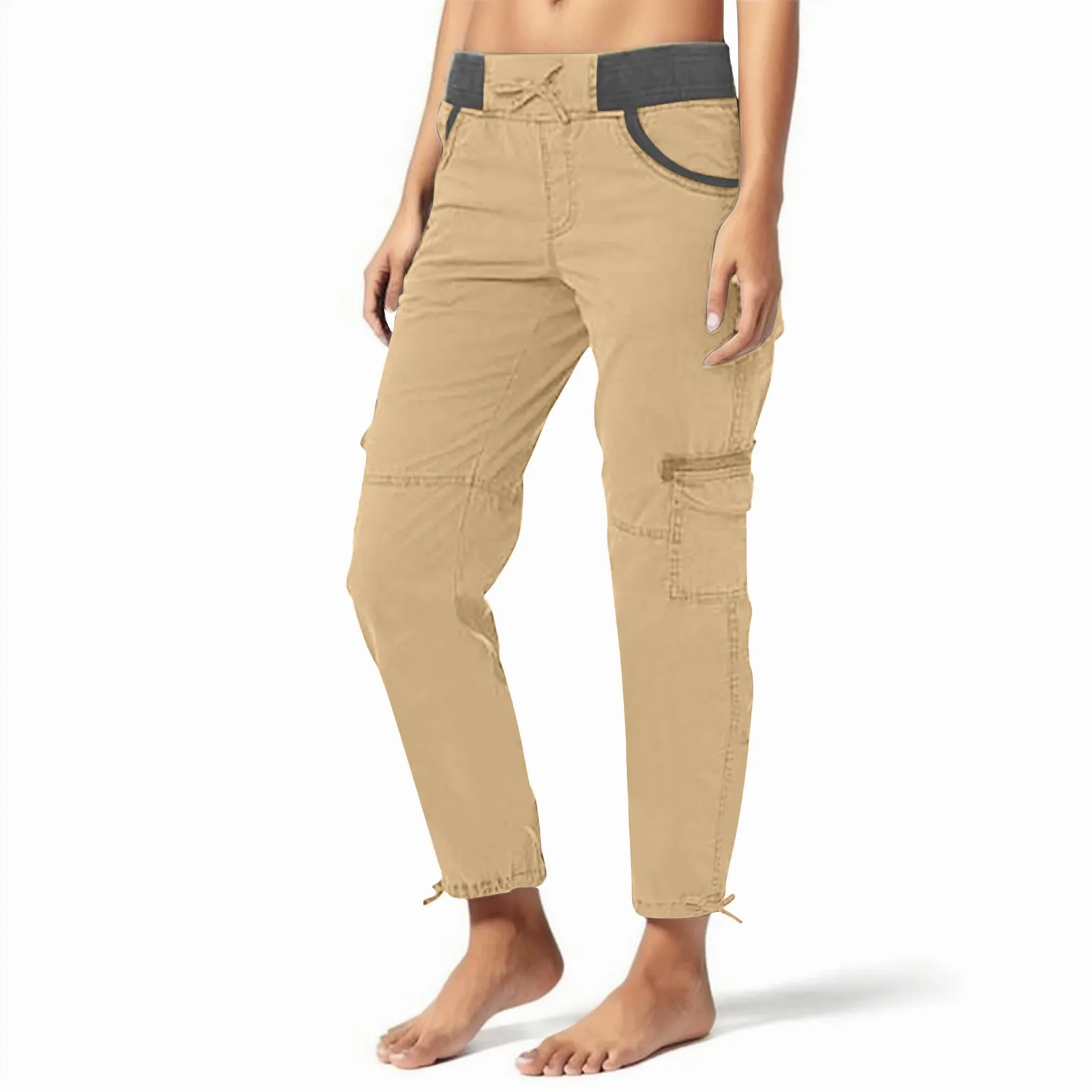 

Elastic Women Harajuku Waist Casual Pockets Woman American Pants Retro Style Pants Cargo Streetwear Loose Overalls Trousers 2023