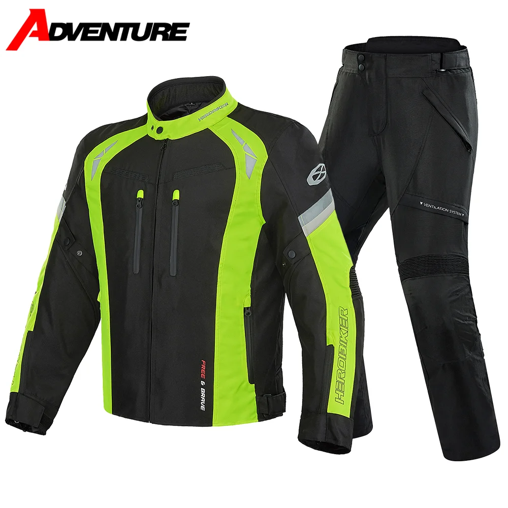 

Motorcycle Jacket Men Waterproof Four Seasons Gear Reflective Racing Jacket Keep Warm Motocross Motorcycle Jacket Pants Suit