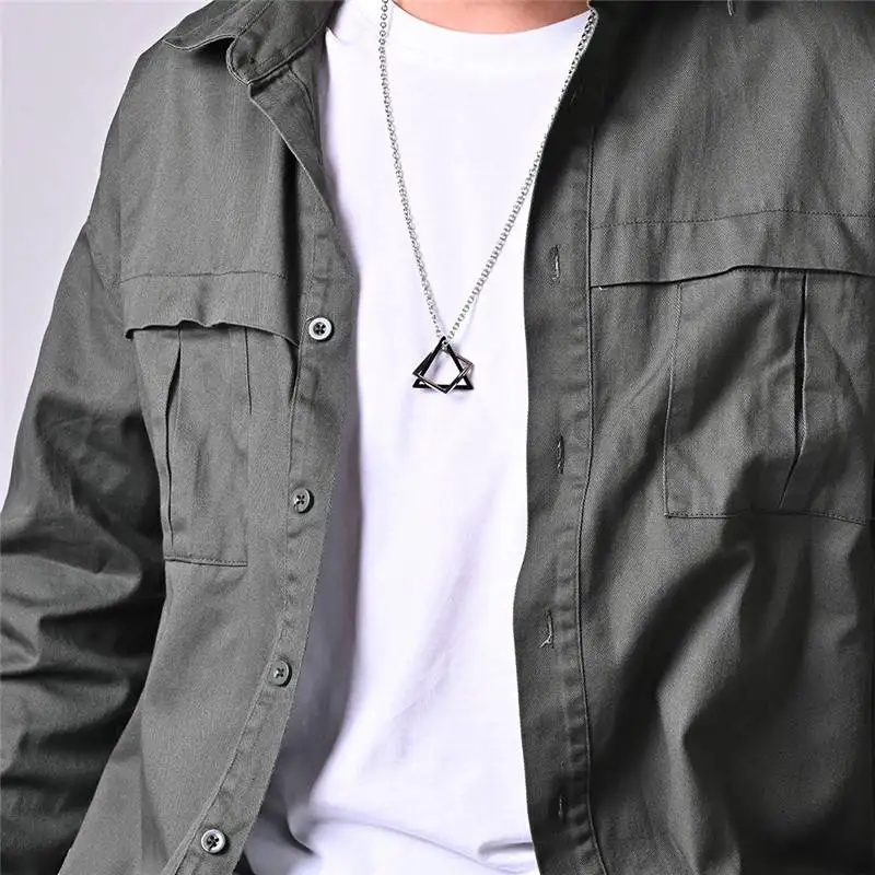 

Geometry Necklace Interlocking Square Triangle Pendant Streetwear Modern Trendy