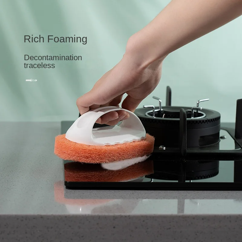 

Durable Sponge Rust Remover Brush with Handle Cleaning Brush Descaling Knife Pan Pot Cleaner Strong Decontamination Kitchen Tool