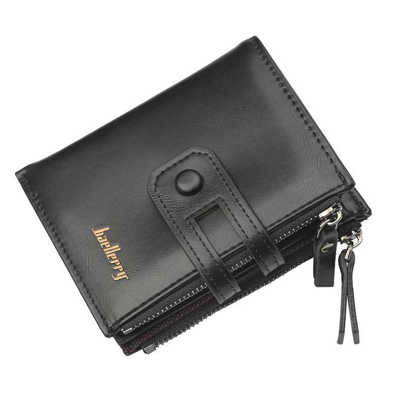 

Men's Wallet Leather Double Zip Card Holder Short Men's Wallet Coin Pockets Retro Brand High Quality Men's Wallet