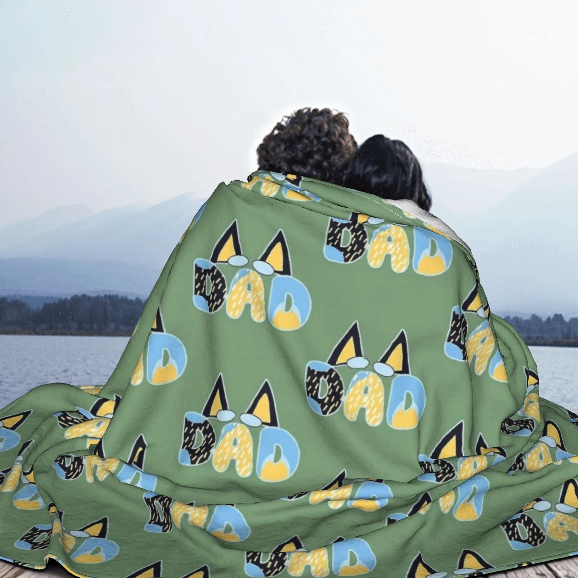 Плюшевое одеяло из кораллового флиса с изображением собаки и папы одеяла Blueyy для