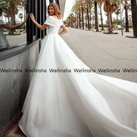 weilinsha off the shoulder white sweep train chiffon wedding dresses sweetheart white women dress 2022 new robe de mari%c3%a9e